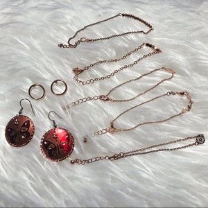 Rose gold bracelets and earrings from Primark